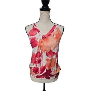 American Eagle Tropical Fairy Top sz M Floral V Neck Racerback